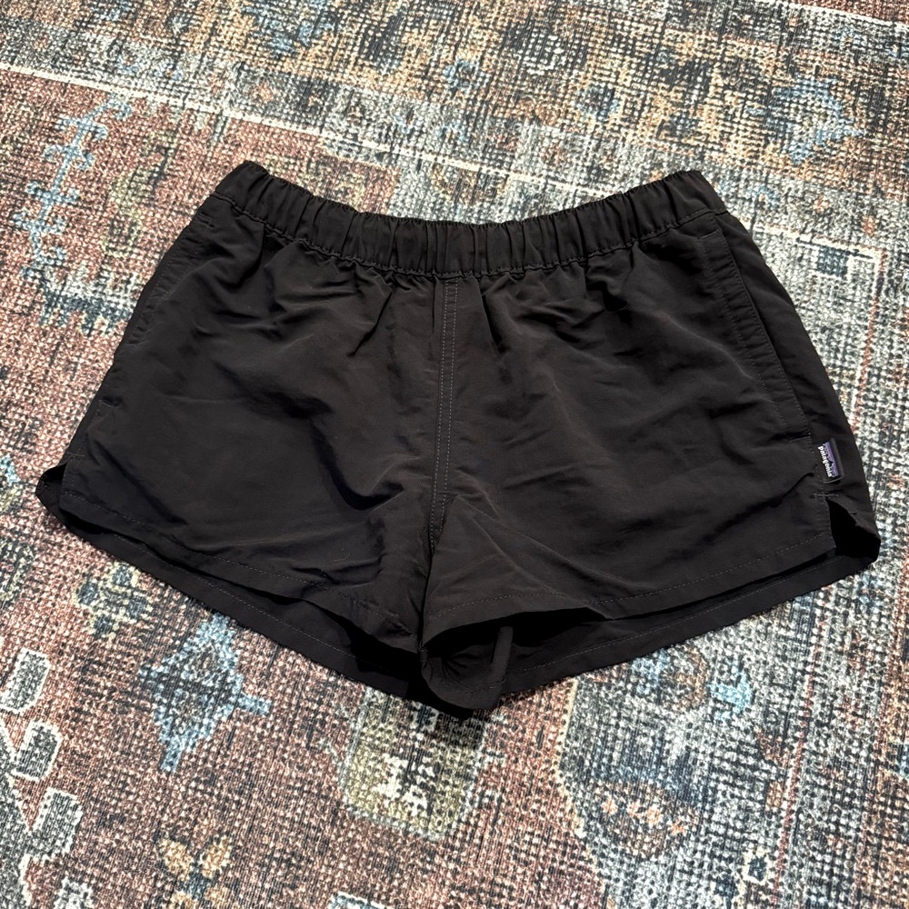 Patagonia Women Solid Black Barely Baggies 2.”Nylon Drawstring Shorts Sz S - Picture 2 of 10